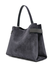 Blue suede handbag — Brunello Cucinelli