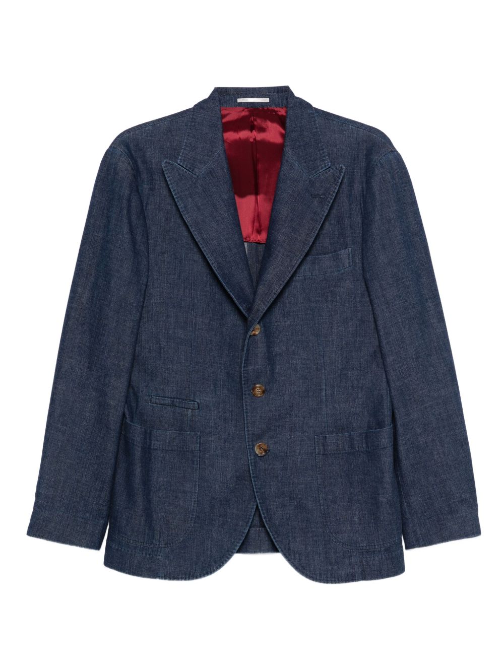 Vestes Brunello Cucinelli en denim bleu à simple boutonnage