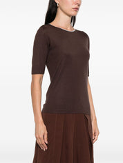 Brunello Cucinelli Brown Cashmere Silk Crew Neck Sweater