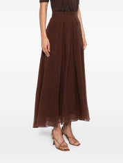 Brown Silk Long Skirt — Brunello Cucinelli
