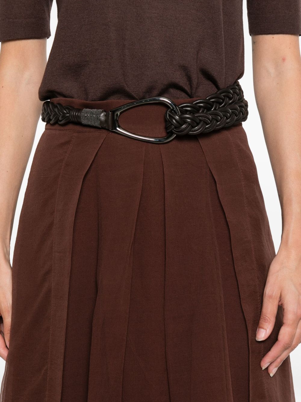 Brown Silk Long Skirt — Brunello Cucinelli
