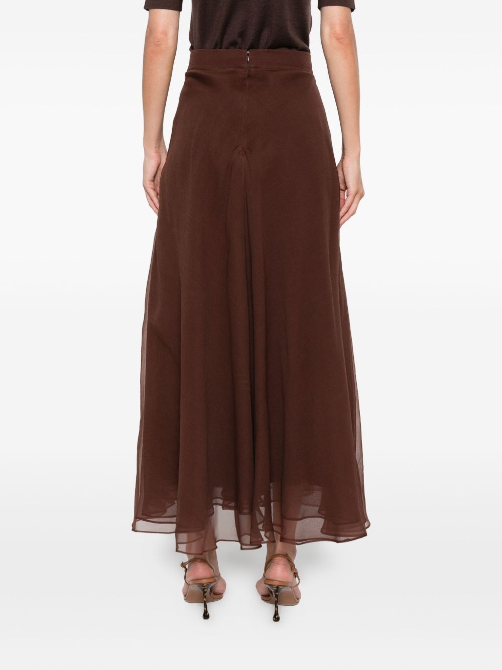 Brown Silk Long Skirt — Brunello Cucinelli