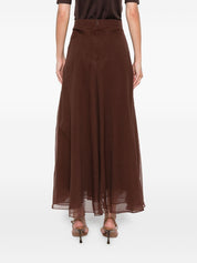 Brown Silk Long Skirt — Brunello Cucinelli