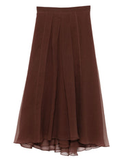 Brown Silk Long Skirt — Brunello Cucinelli