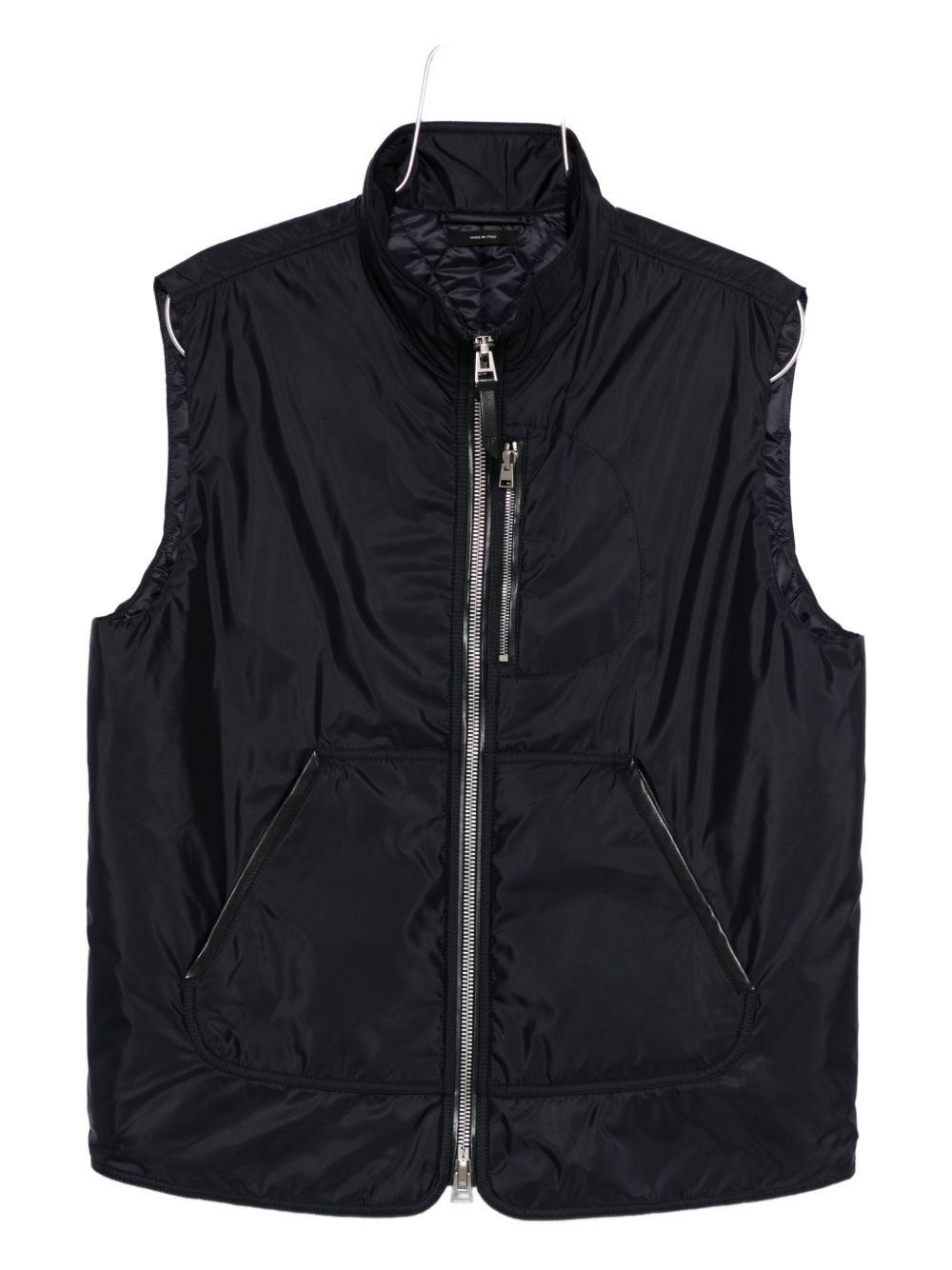 Pulls Tom Ford Gilet zippé bleu avec bordure en cuir