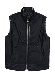 Pulls Tom Ford Gilet zippé bleu avec bordure en cuir