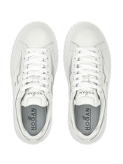 HOGAN PRE Sneakers Silver — Leather Flatform Elegance