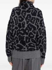 Stella McCartney Sweaters Black wool leopard print jumper
