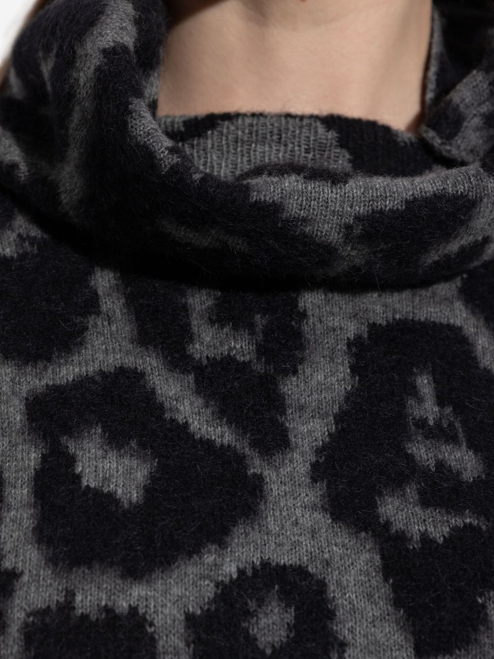 Stella McCartney Sweaters Black wool leopard print jumper