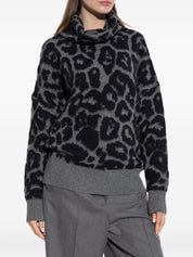 Stella McCartney Sweaters Black wool leopard print jumper