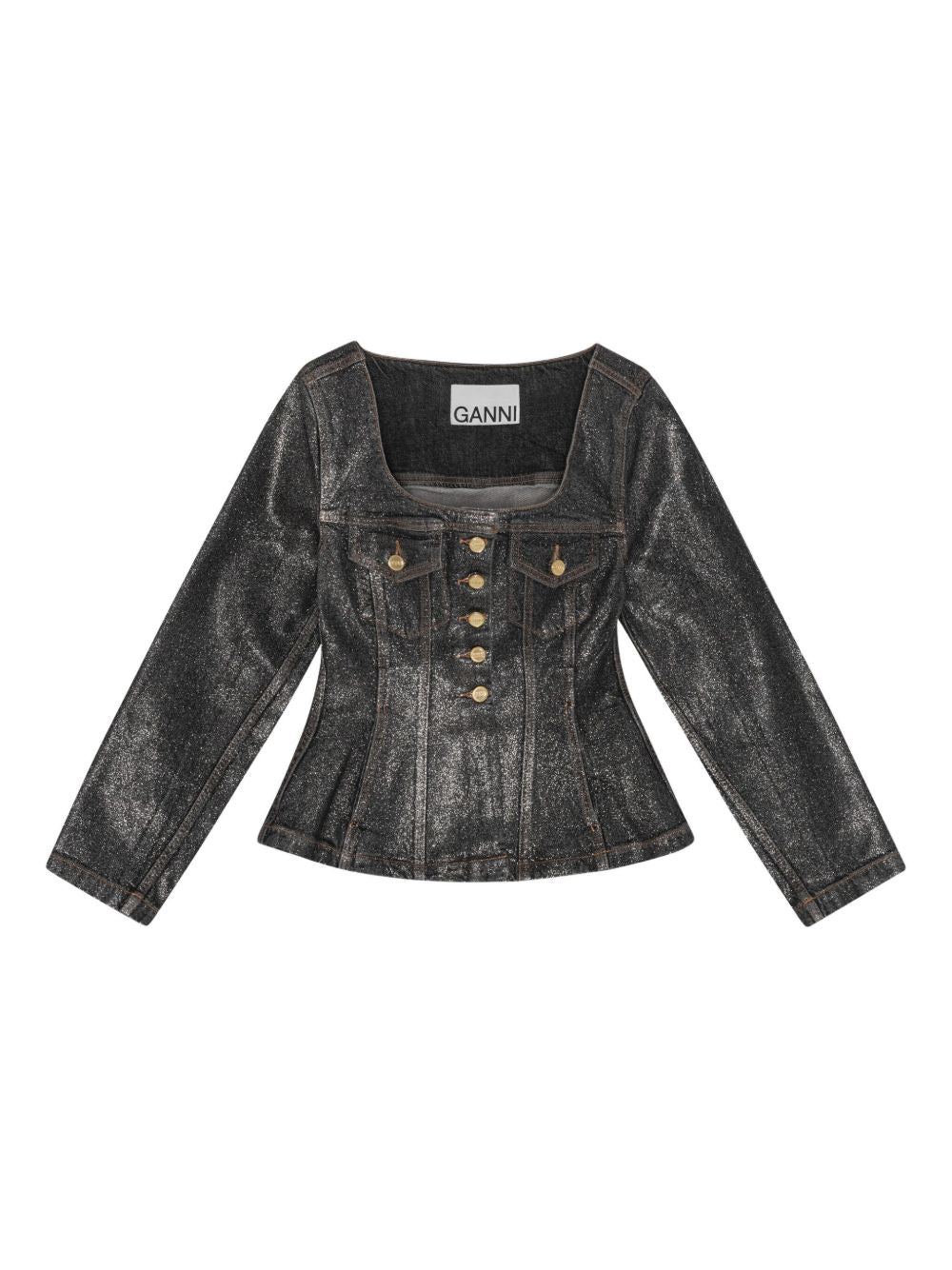 Ganni Jackets Black silk and nylon blazer