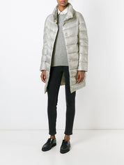 Herno Light Grey Down Coat — Long Padded Jacket