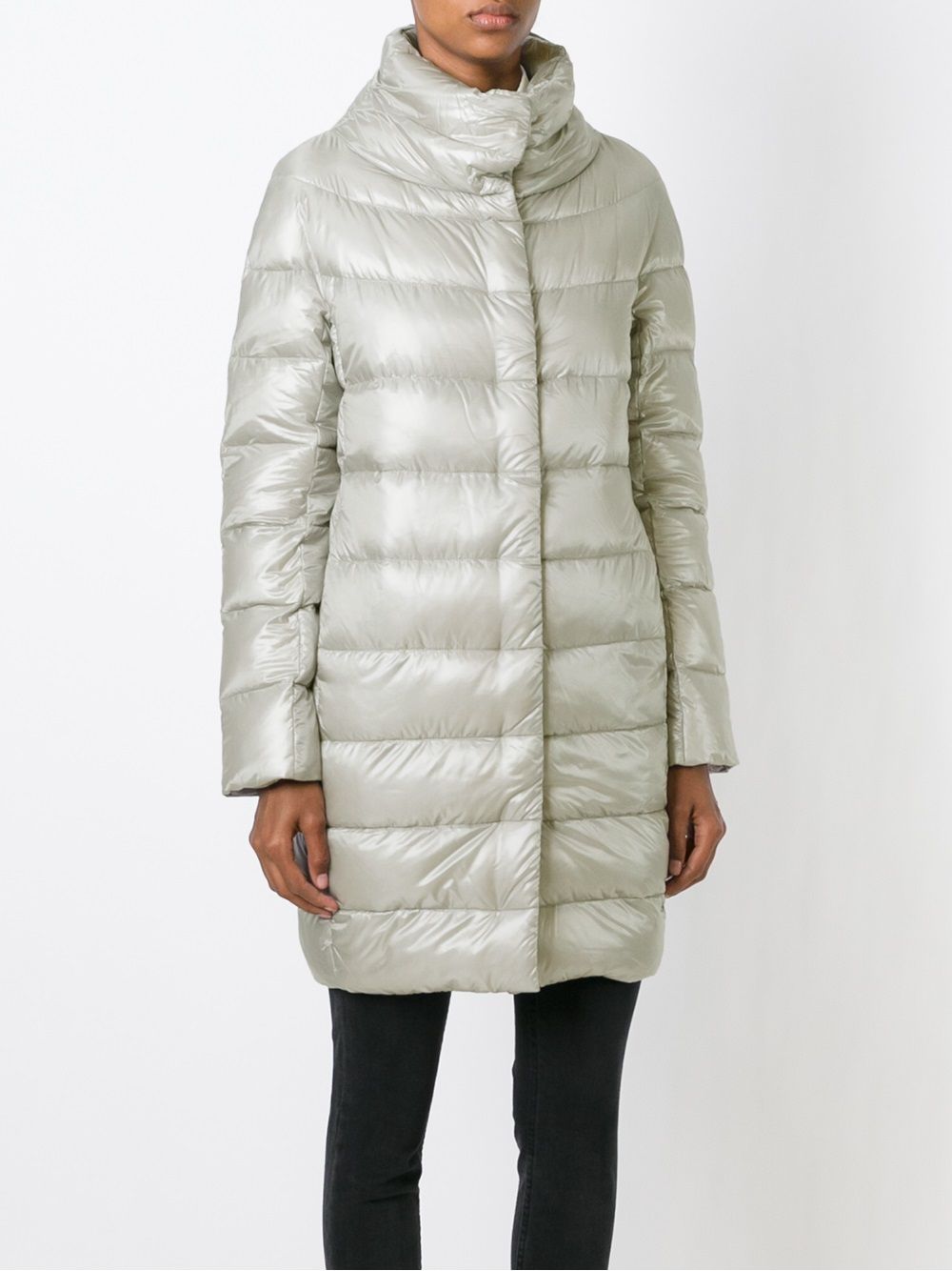 Herno Light Grey Down Coat — Long Padded Jacket