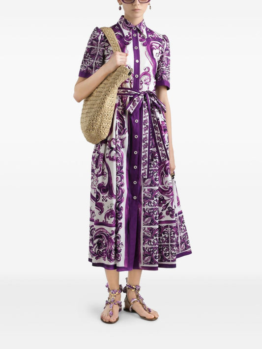 Purple Cotton Shirtdress — Dolce & Gabbana