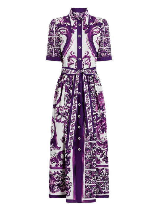 Purple Cotton Shirtdress — Dolce & Gabbana