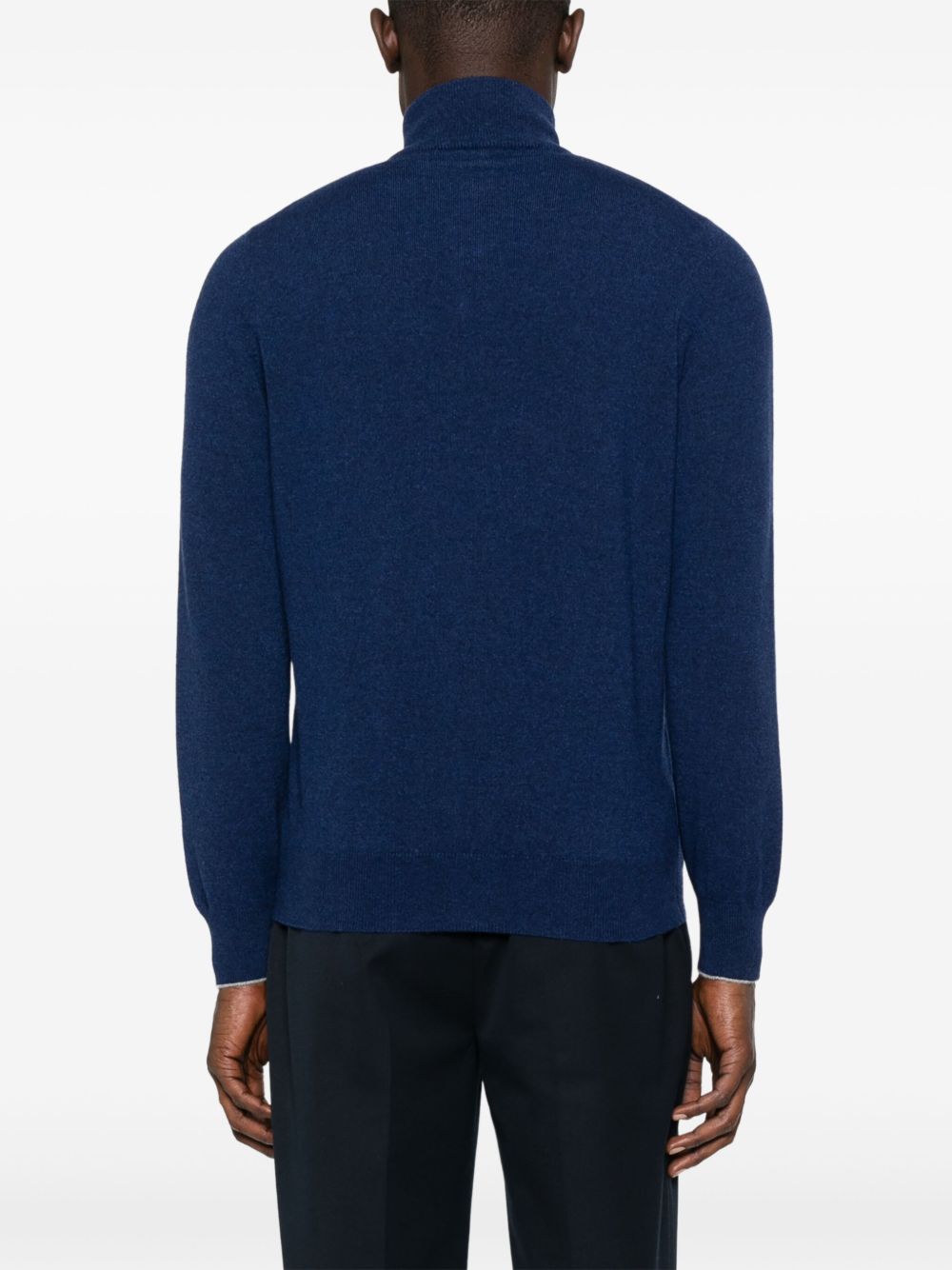 Brunello Cucinelli Blue Cashmere Sweater — Zipped Cardigan