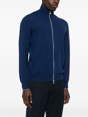 Brunello Cucinelli Blue Cashmere Sweater — Zipped Cardigan