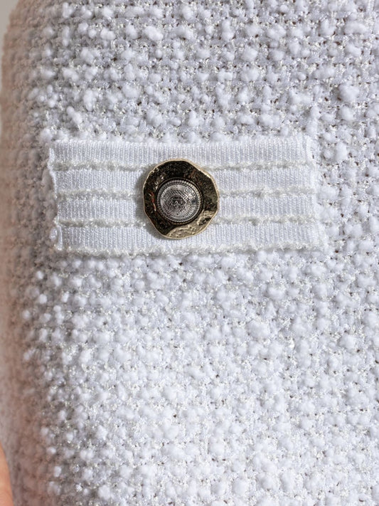 White Silk Tweed Mini Skirt — Balmain