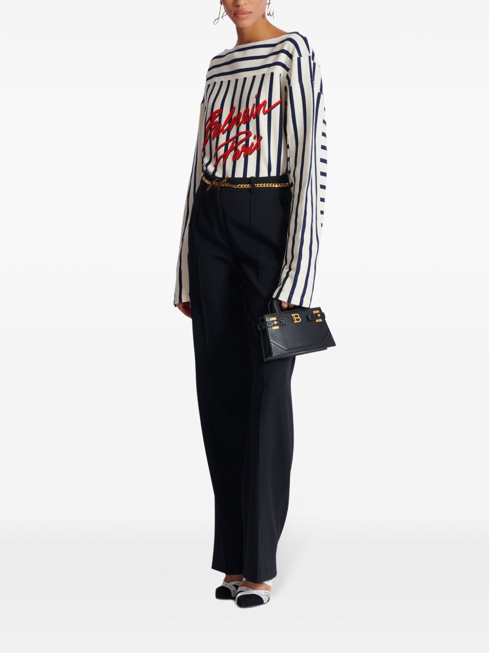 Sacs Balmain. Petit sac à main en cuir noir