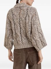 Brunello Cucinelli beige wool‑cashmere cardigan