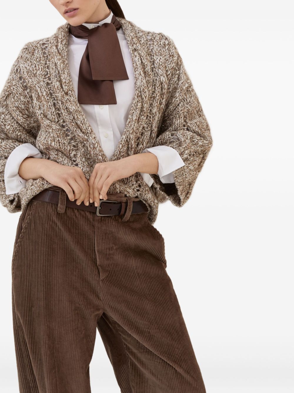 Brunello Cucinelli beige wool‑cashmere cardigan