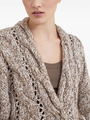 Brunello Cucinelli beige wool‑cashmere cardigan