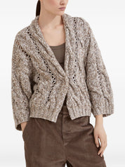 Brunello Cucinelli beige wool‑cashmere cardigan