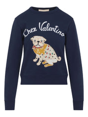 Valentino Sweaters Blue cotton crew neck