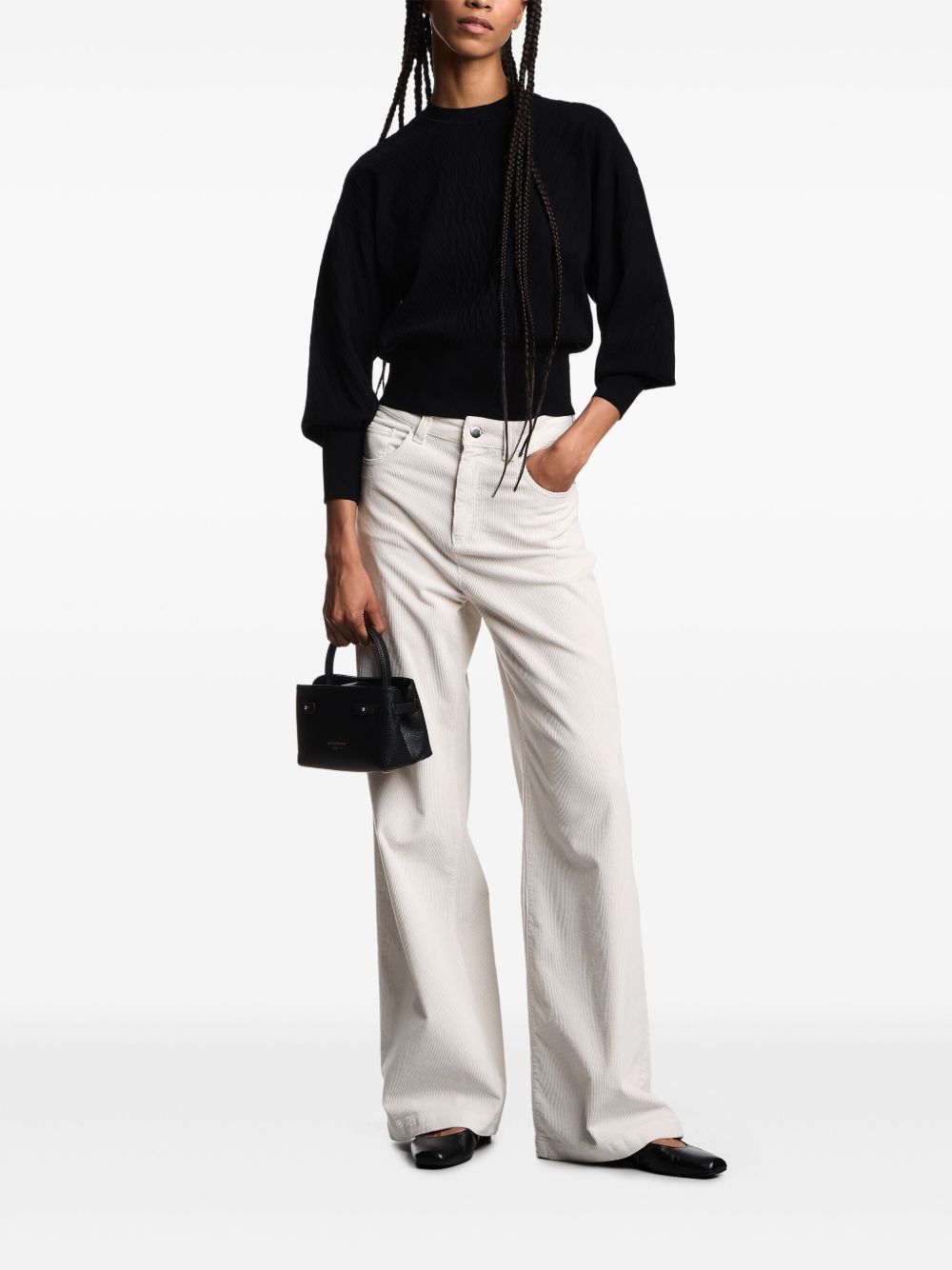 Emporio Armani Jeans Ivory — Wide‑Leg Corduroy Jeans