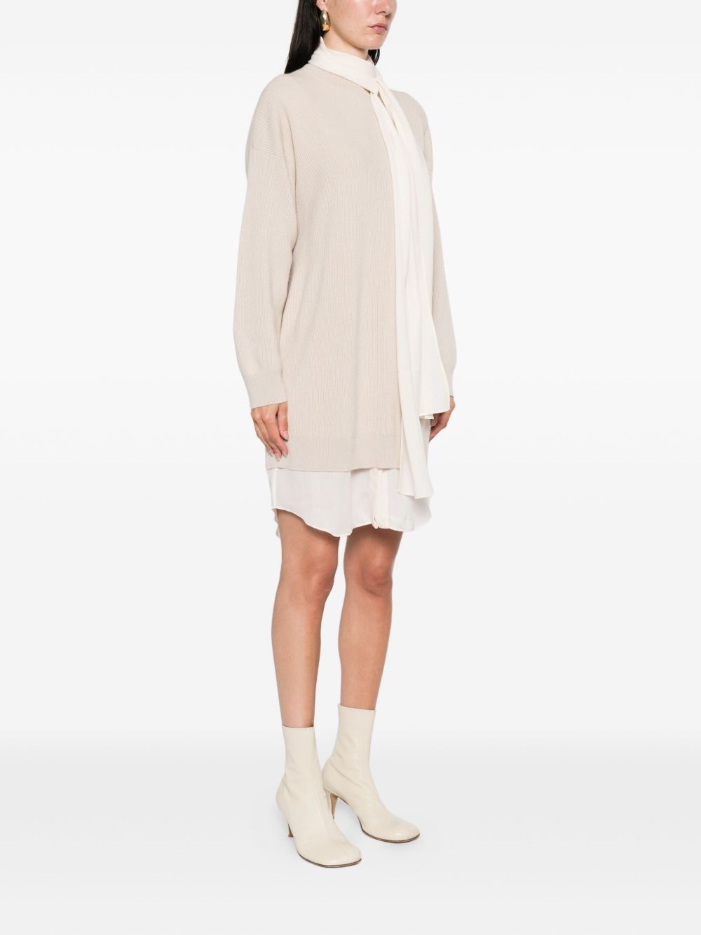 Beige Cashmere Short Dress — Brunello Cucinelli