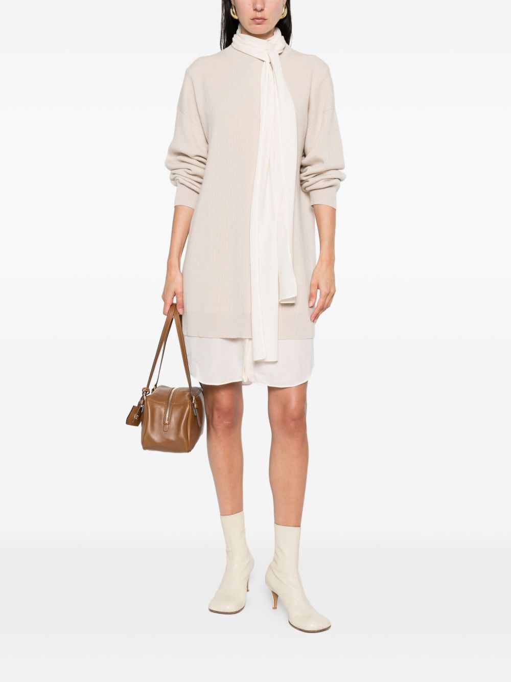 Beige Cashmere Short Dress — Brunello Cucinelli
