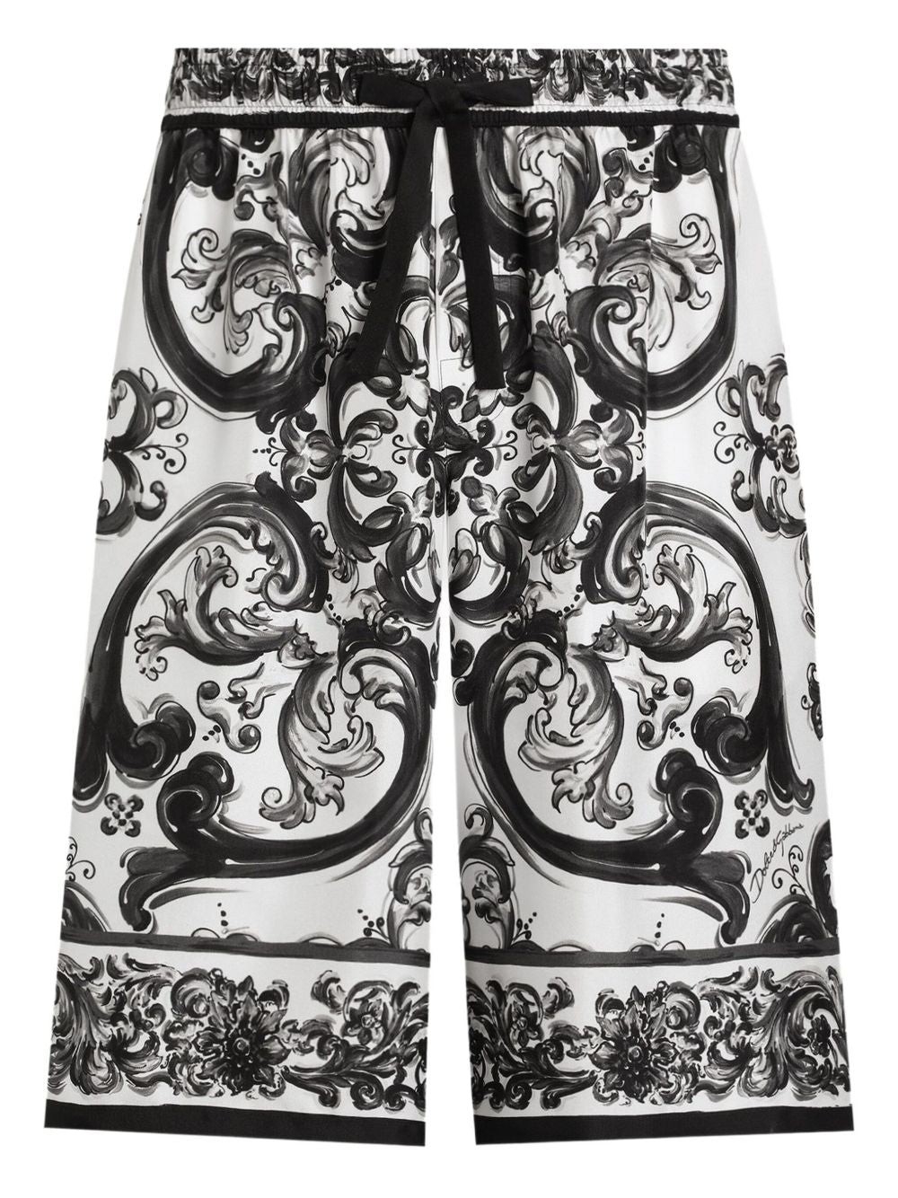 Dolce & Gabbana Shorts Black silk Maiolica print