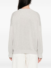 Brunello Cucinelli Grey Cotton Sweater — Ribbed Crewneck