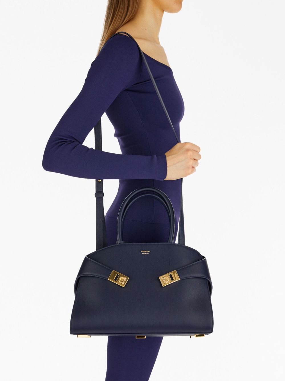 Ferragamo Bags.. Blue calf leather tote