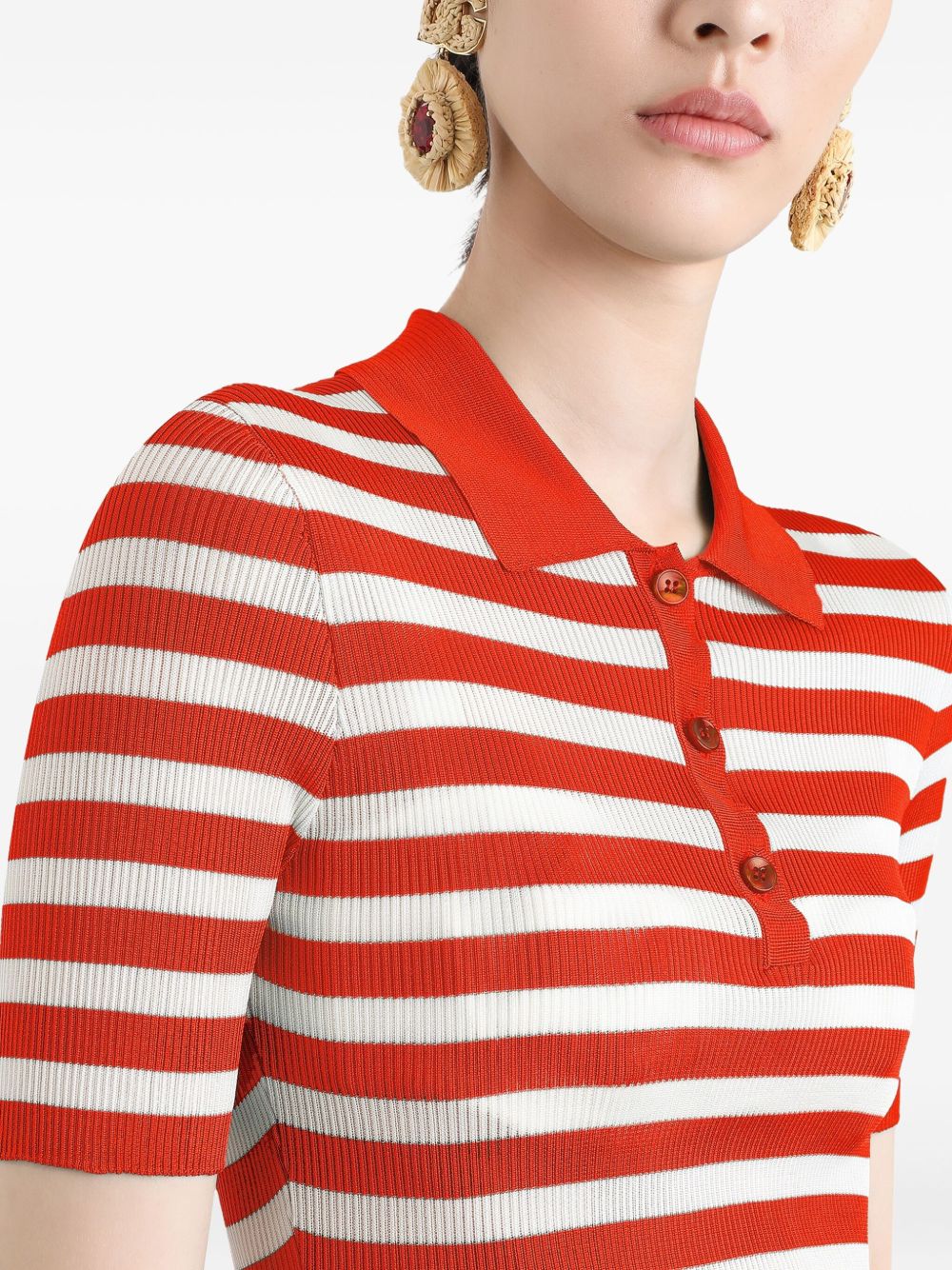 Dolce & Gabbana Red Striped Polo Shirt