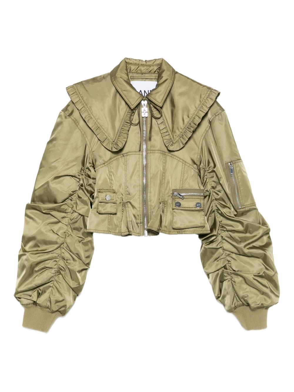 GANNI Green Nylon Bomber Jacket
