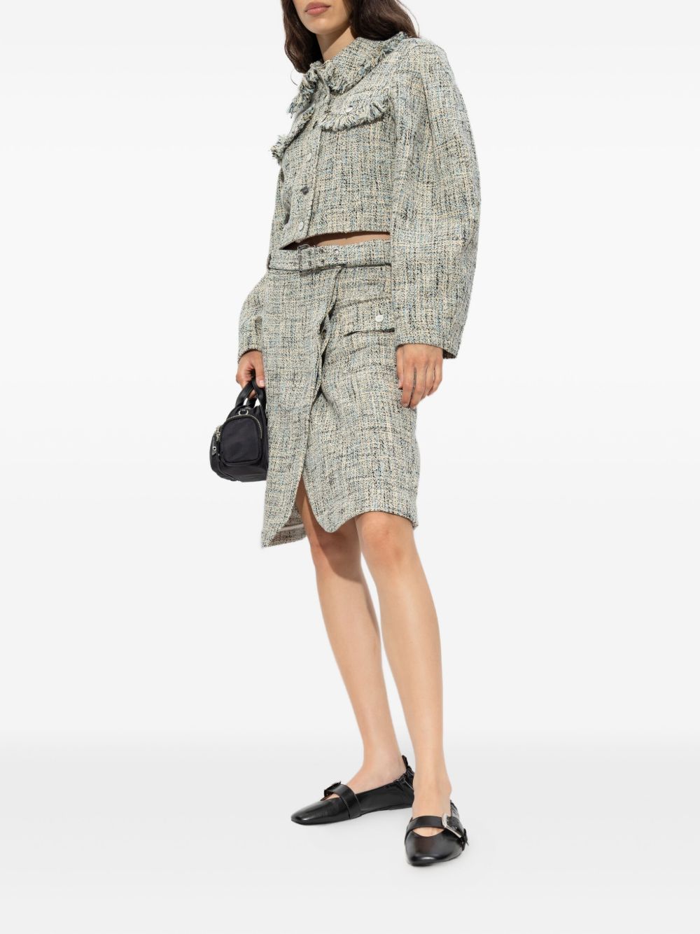 Jupes Ganni Midi en tweed beige