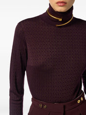 Bordeaux Wool-Blend Turtleneck Sweater — Elisabetta Franchi