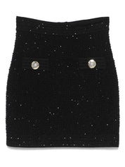 Jupes Balmain Mini-jupe en tweed noir