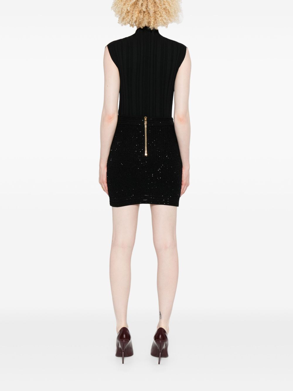 Jupes Balmain Mini-jupe en tweed noir