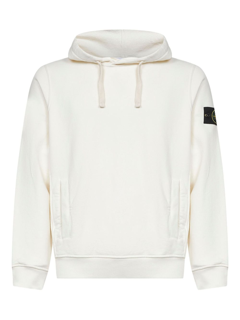 Stone Island Sweaters Ivory — Cotton Logo Hoodie