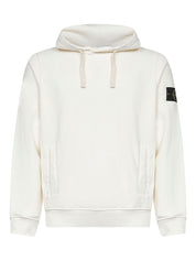 Stone Island Sweaters Ivory — Cotton Logo Hoodie