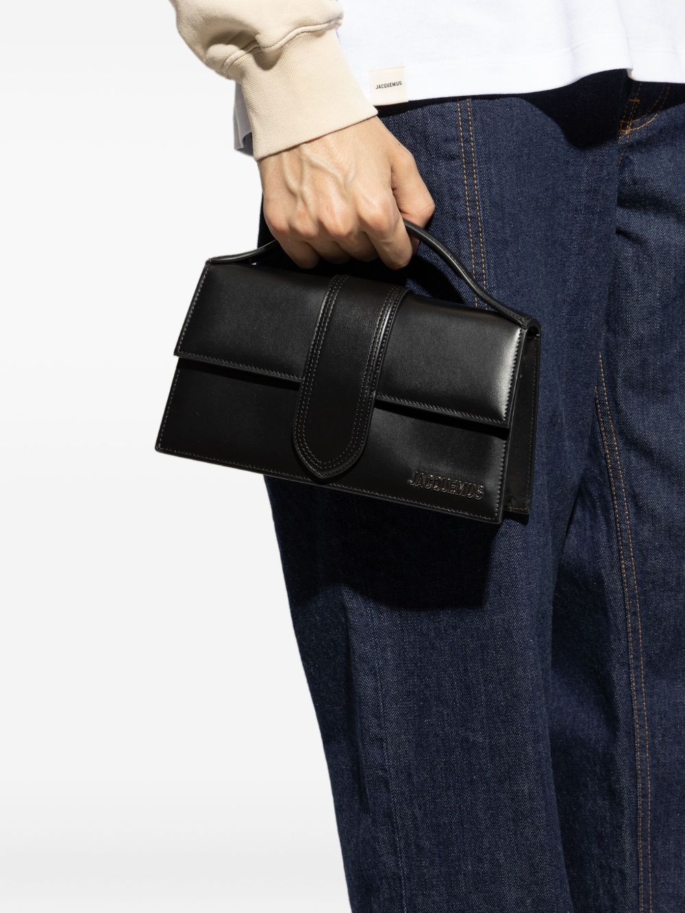 JACQUEMUS Le Grand Bambino handbag in black patent leather