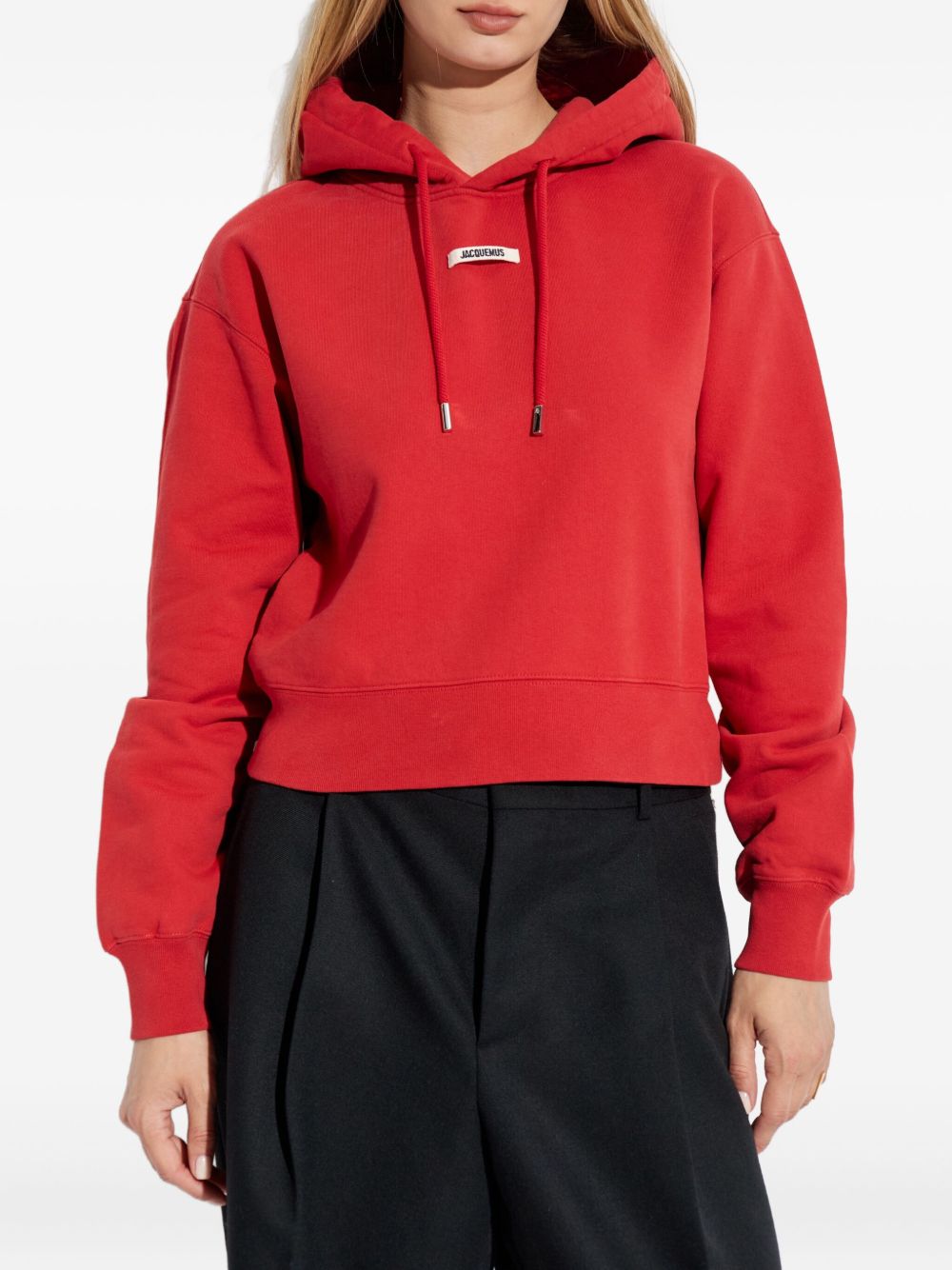 Jacquemus Sweaters Red cropped hoodie