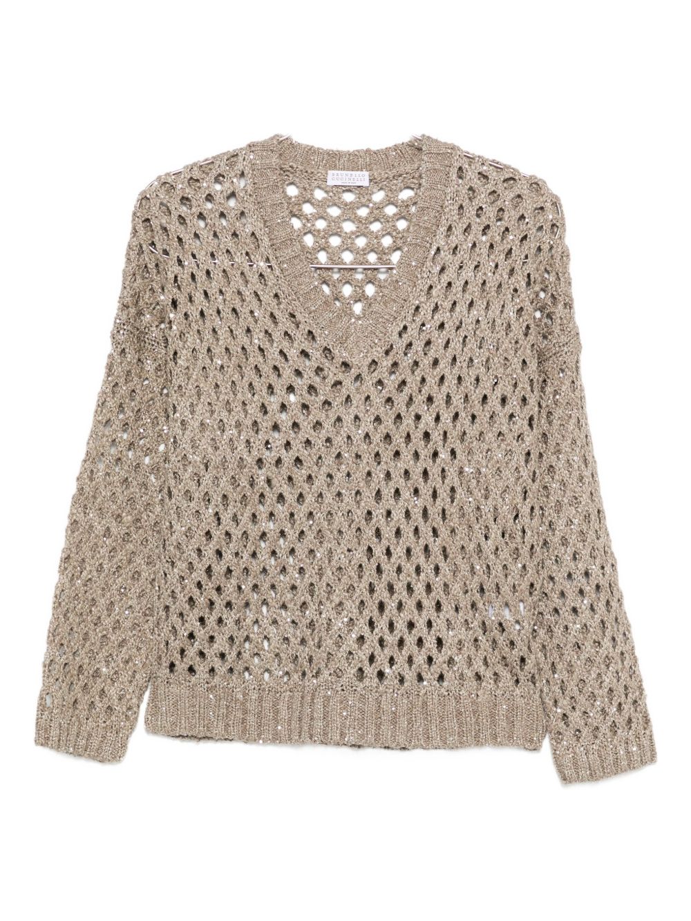 Pulls Brunello Cucinelli en maille à paillettes beige