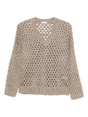 Pulls Brunello Cucinelli en maille à paillettes beige