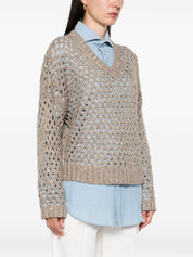 Pulls Brunello Cucinelli en maille à paillettes beige