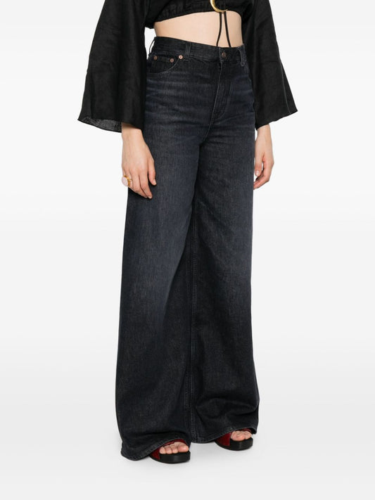 Chloé Chloè Jeans Negro pierna ancha cintura alta