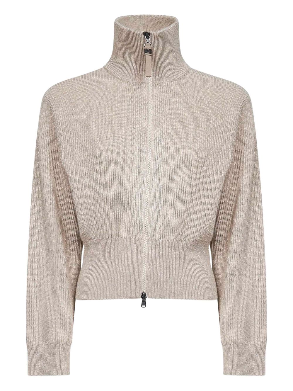 Pulls Brunello Cucinelli Cardigan zippé en cachemire beige