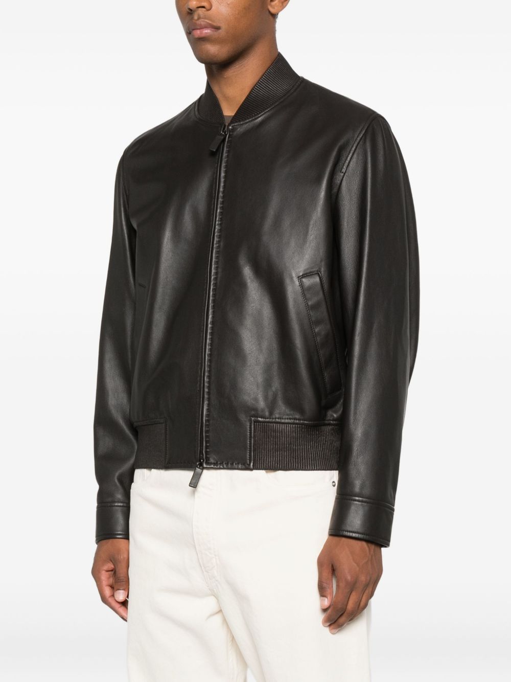 Emporio Armani Jackets Brown leather jacket